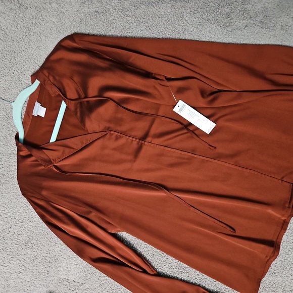 Chico's Tops - (NWT) Chico's Satin Rich Mahogany Blouse Sz. 2 (12)